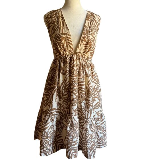 HOUSE OF HARLOW 1960 | Linen Tie Back Tiered Skirt Open Back Sundress | Small - Picture 1 of 8